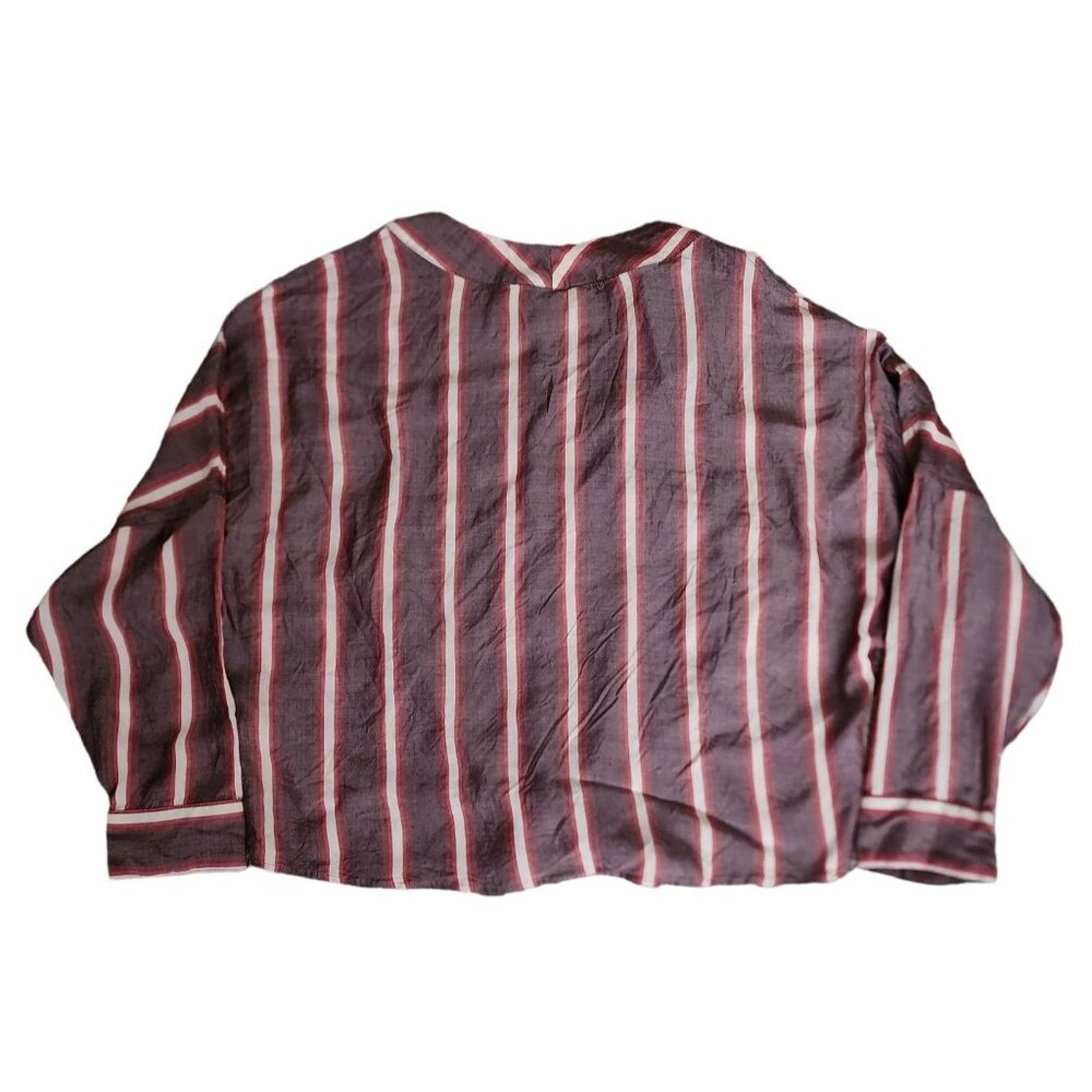 Express Women's Red/Purple Striped‎ Tie Front Dolman Long Sleeve Top Size XS/TP - Picture 3 of 12